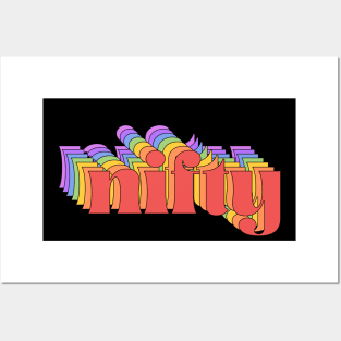 Retro slang: nifty (bright rainbow repeated letters) Posters and Art